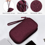 Kabeltas, organizer, kabelorganizer, tas, kabeltas, kleine kabelorganizer, dubbele kabeltas voor elektronische accessoires, USB-powerbank, SD-kaart, oplaadkabel, rood