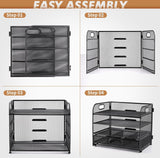 Mesh Brievenbak Organisator, Bureau Nette Organisator Bestand Documenthouder A4 Papieren Archiefladen voor Thuiskantoor School (Mesh Metal 4 Tier + Lade + Penhouder)