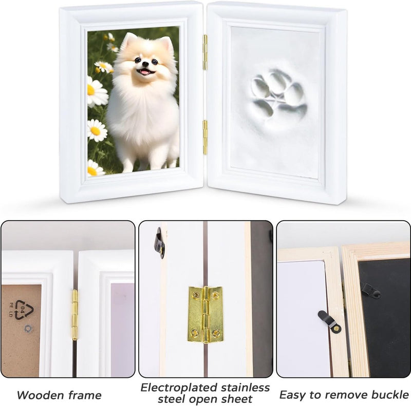 Printset Hond en Kat, Baby Handafdruk en Voetafdrukset, 3D Pootafdrukset met fotolijst voor printset, Hondenpootcadeau, Hondenwanddecoratie