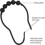 24 stuks douchegordijnhaken roestvrij staal gepolijst chroom douchegordijnringen zwart