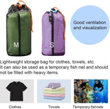 Zwarte nettas, nylonzak, robuuste nettas met trekkoord, draagbare kleine mesh-reistas, voor op reis