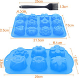 4 stuks multivorm muffinborden siliconen groot, 12 bakvormen met antiaanbaklaag siliconen muffinvormpjes met bakkwast, siliconen bakvormen voor cake, chocolade, kaas fondant