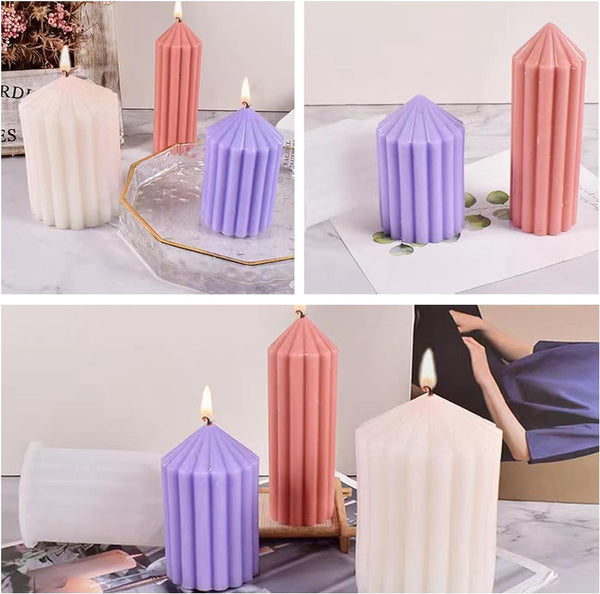 Kaarsenvormen voor gieten, siliconen kaarsenvorm, zuilkaars, siliconen kaarsvormen, 4 stuks