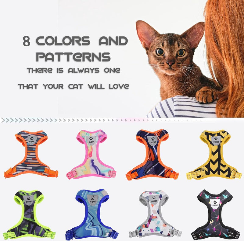 Supet Kattentuig en Lijn Set Escape Safe Kittentuigje Verstelbare Kattenvest Harnas met Reflecterende Strips Universele Kattenlijn en Harnas voor Katten Puppy's