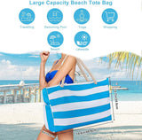 Strandtas XXL-familie, badtas dames reiscadeau boodschappentas strandtas met ritsvakken opvouwbaar lichtgewicht voor vakantiereizen