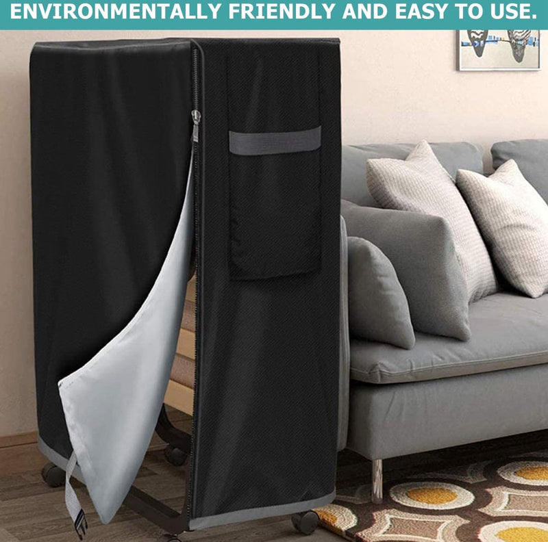 Zwart waterdicht stofdicht klapdekbed: opbergtas voor logeerbedden, multifunctionele bescherming tegen bed, multifunctionele afdekking (114 x 99 x 38 cm)