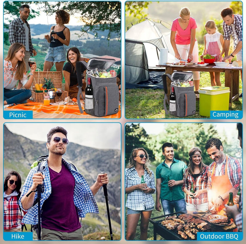 Koelrugzak, thermische rugzak, 23 liter, picknickrugzak, koeltas, groot, geïsoleerd, perfect voor picknicks, stranduitstapjes, wandelen, werk en familie-uitstapjes