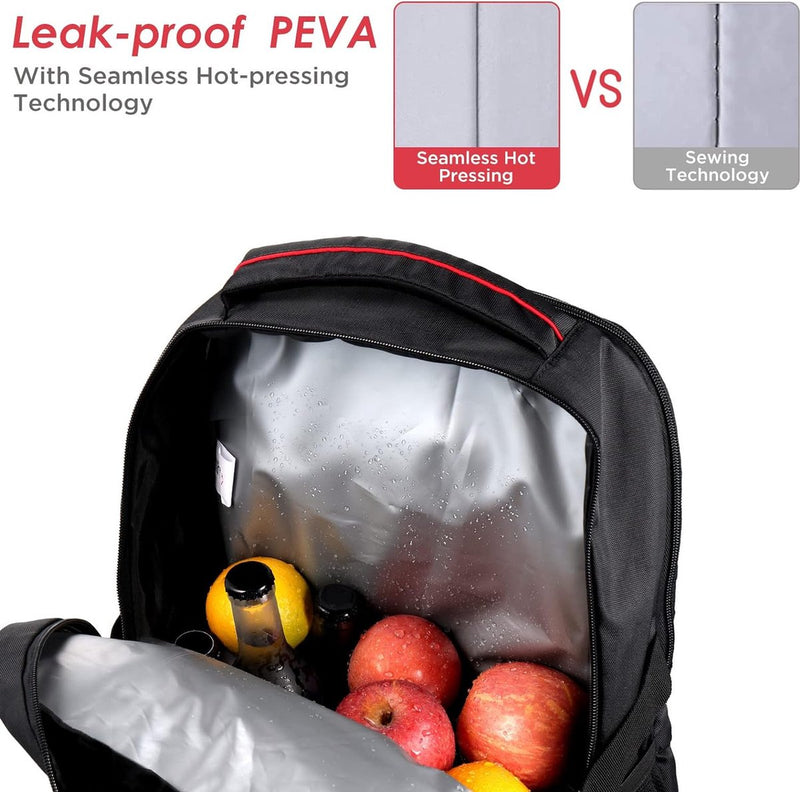 Koelrugzak, 22 liter, geïsoleerde koeltas voor laptop, lunch, rugzak voor werk, school, dagelijkse rugzak