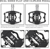 Fietspedalen voor SPD, 3 afgedichte lagers, dubbele functie, plat en klikpedaal, lichte aluminium MTB-pedalen 9/16 inch met noppen voor MTB, racefiets