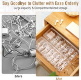 2 stuks kabelopbergdoos, transparante kabelorganizerbox met 8 verwijderbare vakken en 14 kabelbinders, kabelmanagementbox voor bureauopslag, kantoor met labelpapier