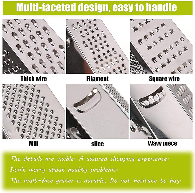 Vierkante rasp groenteschaaf roestvrij staal 6 raspvlakken multi-rasp keukenrasp voor fijn/grof raspen en snijden