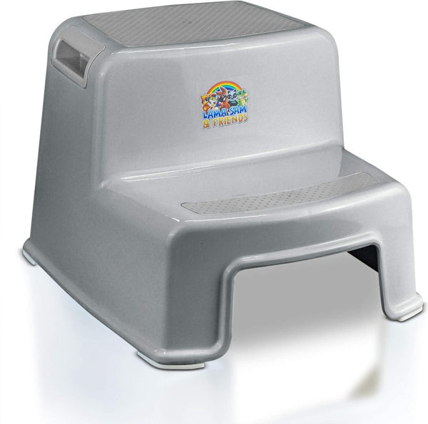 Opstapkrukje op twee niveaus voor kinderen vanaf ca. 18 maanden antislipfunctie grijs – opstapje kinderkrukje kinderkrukje badkamer opstapje 2 niveaus kinderkrukje peuter
