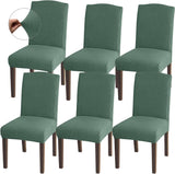 Hoge stretch stoelhoezen, universele pasvorm, jacquard eetkamerstoelen, afneembare stoelbeschermers voor eetkamer, keuken, restaurant en hotel (set van 6, Matcha groen)