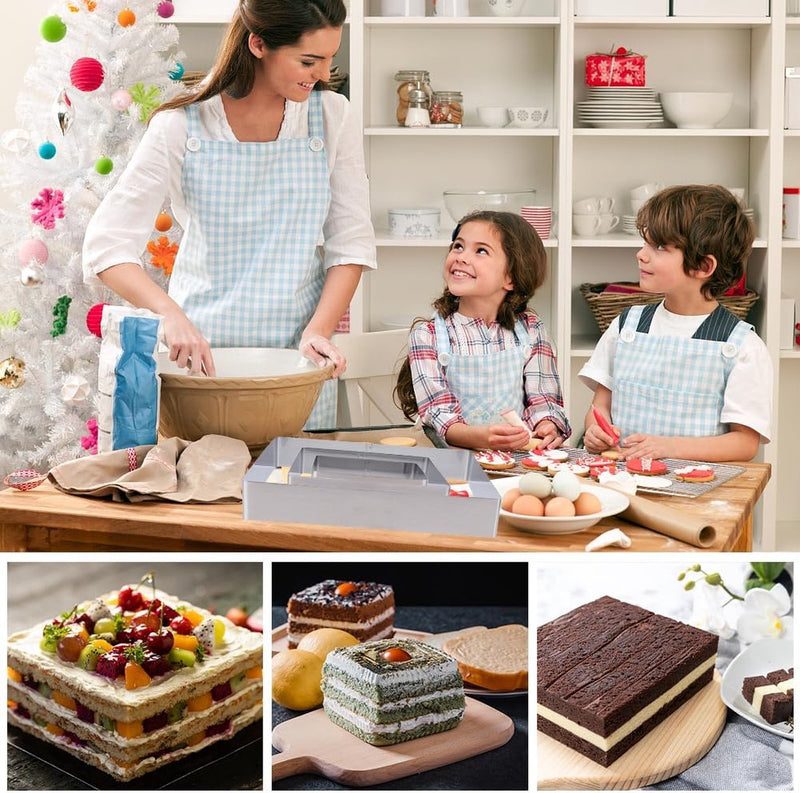 Rechthoekig bakframe, 3 stuks, taartvorm, rechthoekig, taartringset, 10/15/20 cm, roestvrij staal, bakvorm, hoekigring, hoog, 4 cm, voor meerlaagse cakes, gebak, moussecake