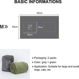 2 stuks hondenhanddoeken, microvezel, extra absorberend, handdoeken voor honden met zakken, sneldrogend, badhanddoek voor honden en katten, 90 x 50 cm, grijs en groen