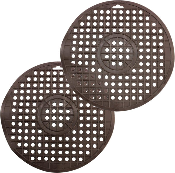 2 x gootsteeninzet, ronde gootsteenmat, inzetstuk voor gootsteen beschermt het oppervlak van de gootsteen en het servies (2 stuks, bruin)