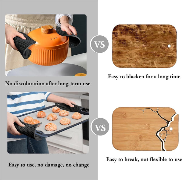 Set van 4 siliconen onderzetters, pannenonderzetters, vaatwasmachinebestendig, multifunctioneel, hittebestendig, pannenlappenset voor warme gerechten, antislip, honingraatpatroon (2 rond, 2