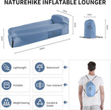 Opblaasbare ligstoel, waterdichte opblaasbare bank met draagbare rugzak, opblaasbed voor reizen, camping, zwembad (blauw)