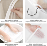 12 stuks kledingtassen, 60 x 80/100/120/140 cm, witte rand, doorschijnende kostuumtas, kledinghoes, kostuumtas, avondjurk, trouwjurk, jassen, overhemden, stof- en waterdicht