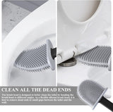 Siliconen toiletborstel met platte en flexibele kop, toiletborstels en houder, zwart, toiletborstel Siliconen toiletborstel voor badkamer en toilet