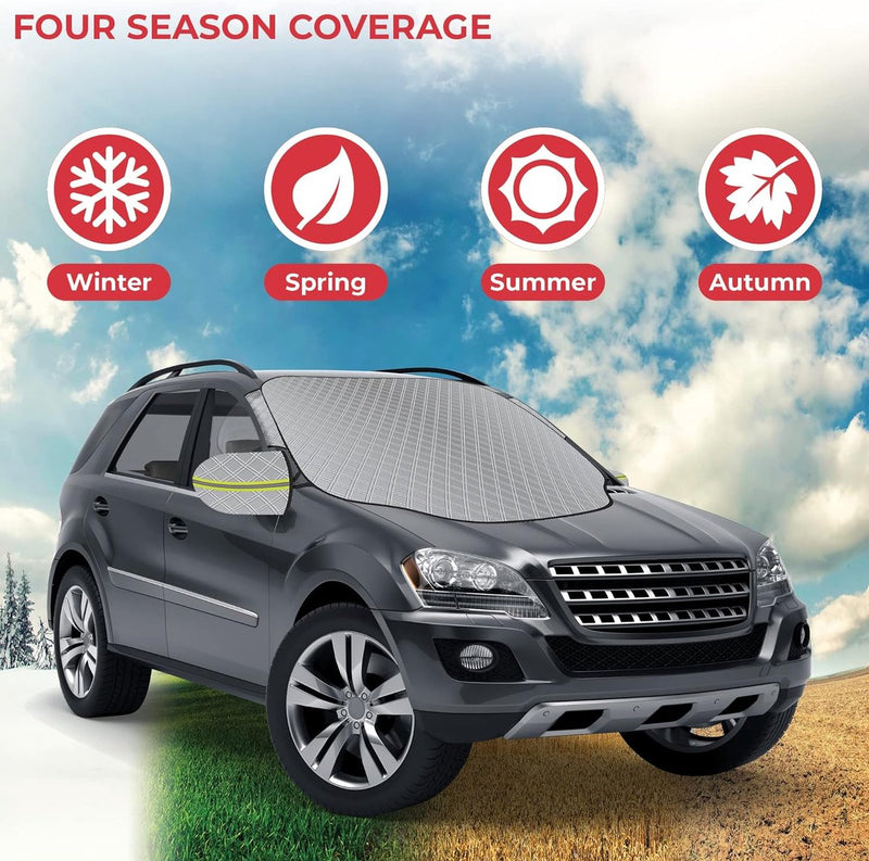 Autoruithoes Winter - Magnetische voorruithoes Groot - Opvouwbaar, extra dik en waterdicht - voor vorst, ijs, sneeuw, zon - 153 x 127 cm