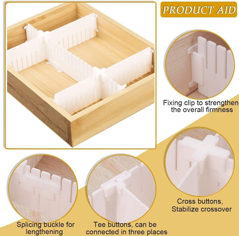 Ladeverdeler, verstelbaar, ladeverdeler, 16 stuks, ladeverdeler, lade-indeler, organizer voor kast, ondergoed, sokken, doe-het-zelf, bureau-organizer (wit)