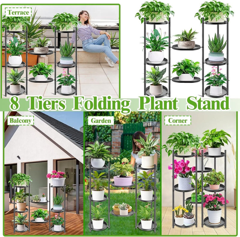 Plantenstandaard Metalen bloemenstandaard Plantenplank Bloemenplank Binnen Buiten Bloementrappen Binnenplantenstandaard Plank voor tuin Balkon Woonkamer (8 lagen)