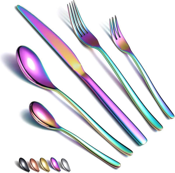 24/30 Piece Cutlery Set (Black/Gold/Copper/Rainbow)