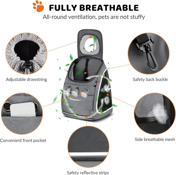 Huisdierrugzak, draagbaar, transportrugzak, reizen, draagtas voor huisdieren, reizen, ademende dagrugzak voor grote katten en kleine honden, grijs A