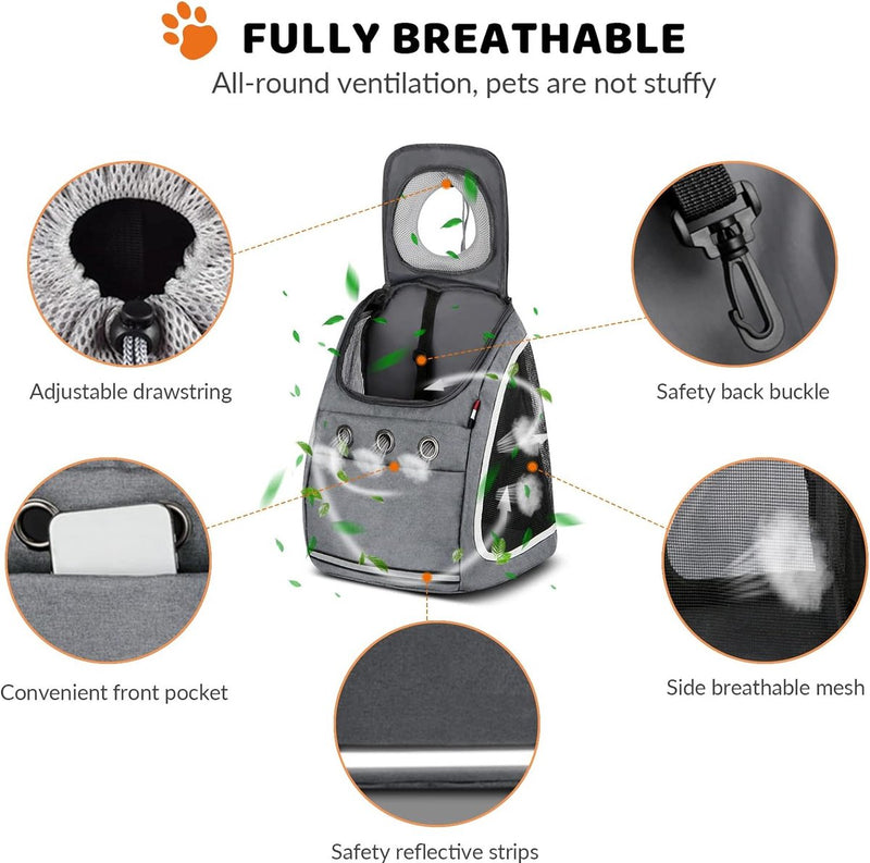 Huisdierrugzak, draagbaar, transportrugzak, reizen, draagtas voor huisdieren, reizen, ademende dagrugzak voor grote katten en kleine honden, grijs A