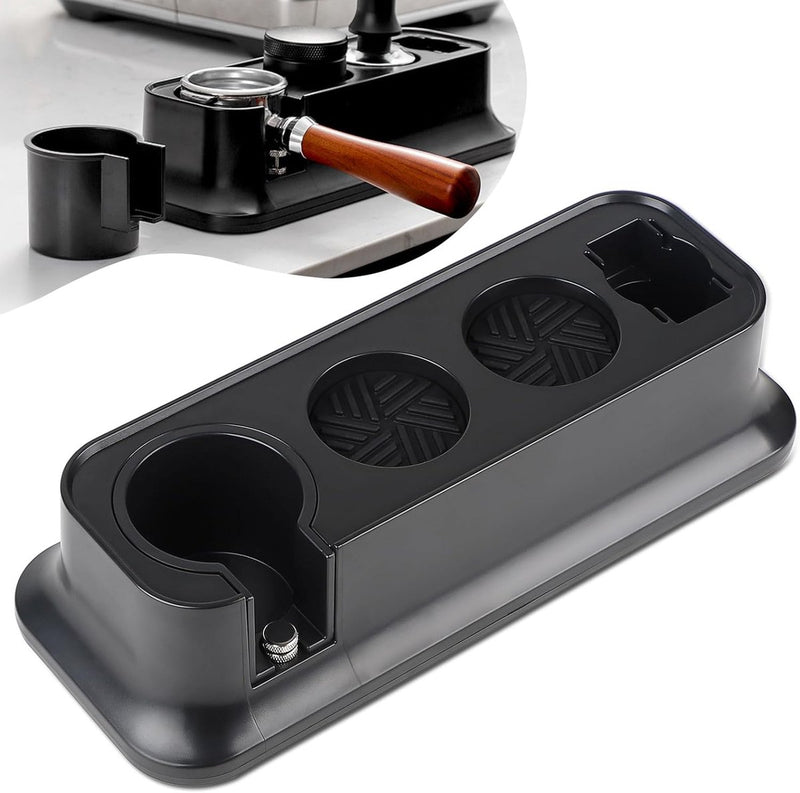 Tamperstation, 51-58 mm, zwart, toebehoren, espresso-tamperhouder, ABS, in hoogte verstelbaar, tamperhouder, standaard, universeel, multifunctioneel, onderhoudsvriendelijk