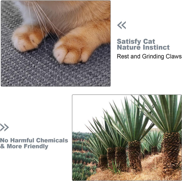 Krabmat kat, krabtapijt sisal, krabplank vloer antislip, natuurlijk sisaltapijt voor katten (40 x 60 cm, donkergrijs)