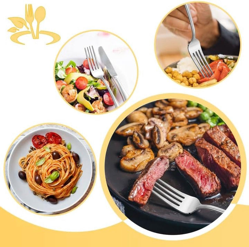 Vorken 24 stuks, 20 cm, roestvrij stalen vorken, tafelvorken, bestekvorken, taartvorken, spiegelgepolijst, dessertvorken, vaatwasmachinebestendig, tafelvorken, geschikt voor thuis, restaurant,