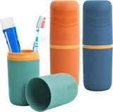 3 stuks tandenborsteletui, reisetui, draagbare tandenborstelhouder, kunststof tandenborstelbeker, waterdichte mondspoelbeker voor reizen, camping, school, groen/blauw/oranje, Meerkleurig