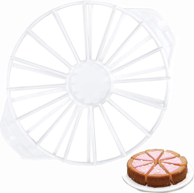 Taartverdeler, 1 stuk ronde taartverdeler, taartverdeler, kunststof taartverdeler voor het snijden van 14/16 identieke taartstukken (wit)