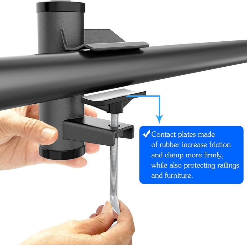 Parapluhouder balkonreling, parasolhouder balkonreling, parasolhouder balkon Kan worden gemonteerd op balkons, stoelen, stands, balustrades (zwart)