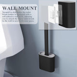 Siliconen toiletborstel met platte en flexibele kop, toiletborstels en houder, zwart, toiletborstel Siliconen toiletborstel voor badkamer en toilet