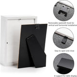 6 stuks schaduwdozen van 17 x 12 cm, kleine houten lijsten, 3 cm diepe fotolijsten voor gedroogde bloemen, doe-het-zelf knutselen, memorabilia, medailles en foto's, wit