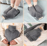 Warmwaterkruik voeten, warmwaterkruik 2 l, warmwaterkruik, natuurlijk rubber met deksel, lekvrije warmwaterkruik om te reinigen, afneembaar, groot, geschikt voor het warm houden van de voeten