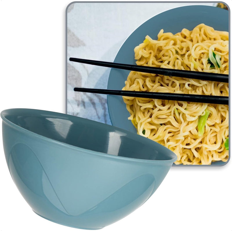 12-delige kommenset - herbruikbaar plastic servies - kom voor soep, fruit of snacks - buitenservies voor barbecuefeestjes en kamperen (12 x - blauw)