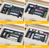 12 stuks lade-organizer, kantooropbergsysteem, opbergdoos, ladeorganizer keuken, verstelbaar, antislip organizer voor bureau, badkamer, kantoor, benodigdheden