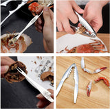 4-delige zeevruchten tool zeevruchten vorken set 1 kreeft krabben crab en 3 roestvrij staal zeevruchten vorken harde schaal schaaldieren alle soorten zeevruchten en noten enz. (zilver)