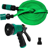 8 sproeikoppen, flexibel, licht, robuust en 10 m lang, knikvrij, lekvrije waterslang, tuinslang met 15 mm aansluiting, groen