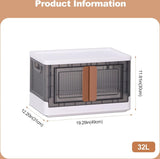 Opvouwbare kunststof opbergdoos, opbergdoos met deksel en wielen, dubbele opening, stapelbare opbergdoos, transparant, voor kantoor, kinderkamer, keuken en woonkamer