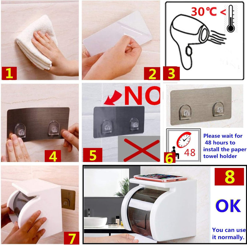 Sterke zelfklevende toiletpapierhouder, zonder boren, badkamerinstallaties, waterdicht en stofdicht