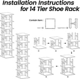 Schoenenrek 8 niveaus Schoenenrek, verticale kast Houten schoenenstandaard Smalle schoenopslag Ruimtebesparend Stapelbare schoenenstandaard voor hal Slaapkamer Keuken Entree (grijs 14 niveaus)