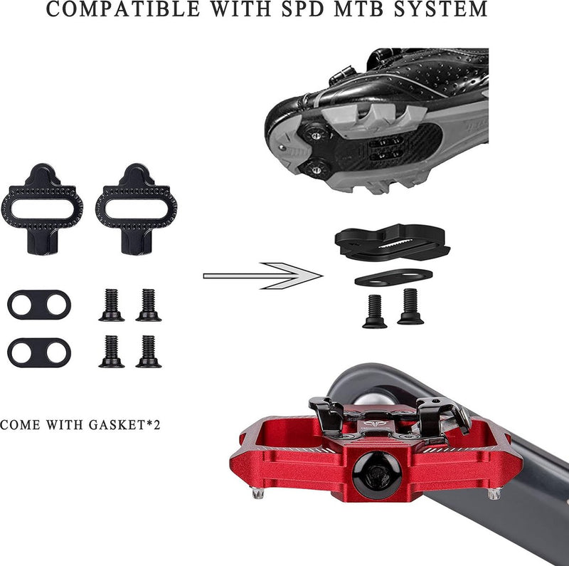 Fietspedalen voor SPD, 3 afgedichte lagers, dubbele functie, plat en klikpedaal, lichte aluminium MTB-pedalen 9/16 inch met noppen voor MTB, racefiets