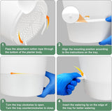 Bloempot, 25,4 cm, set van 2, kunststof bloempot met irrigatiesysteem, modern, voor binnen en balkon, tuin, planten, vetplanten, cactus (wit)