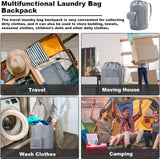 Waszak, opvouwbare waszak voor op reis, 80 liter, vuile was, met 2 gevoerde schouderbanden, camping, waszak met koordsluiting, groot voor op reis