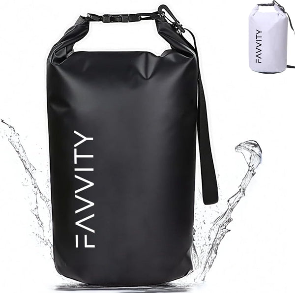 Droogzak, waterdicht, veilig, sportief, waterdichte rugzak, waterdichte plunjezak, pakzak (10 l, zwart)